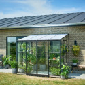 Serre de jardin adossée 4,7m² noire en verre trempé Qube - Halls