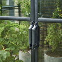 Serre de jardin adossée 4,7m² noire en verre trempé Qube - Halls