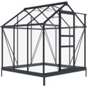 Serre de jardin en aluminium anthracite et verre trempé 4mm RINCA 3,5m² + embase - Green Protect