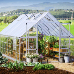 Serre Balance™ 14,7m² structure argent et panneaux hybrides – Canopia by Palram