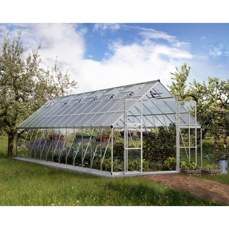 Serre Balance™ 25,6m² en aluminium et polycarbonate gris – Canopia by Palram