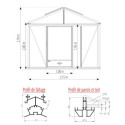 Serre de jardin SUPRA 23,70m² en aluminium naturel et verre trempé 4mm + embase incluse - Lams