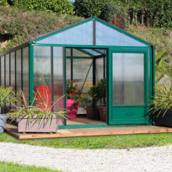 Serre de jardin SUPRA 23,70m² en aluminium laqué et verre trempé 4mm + embase incluse - Lams