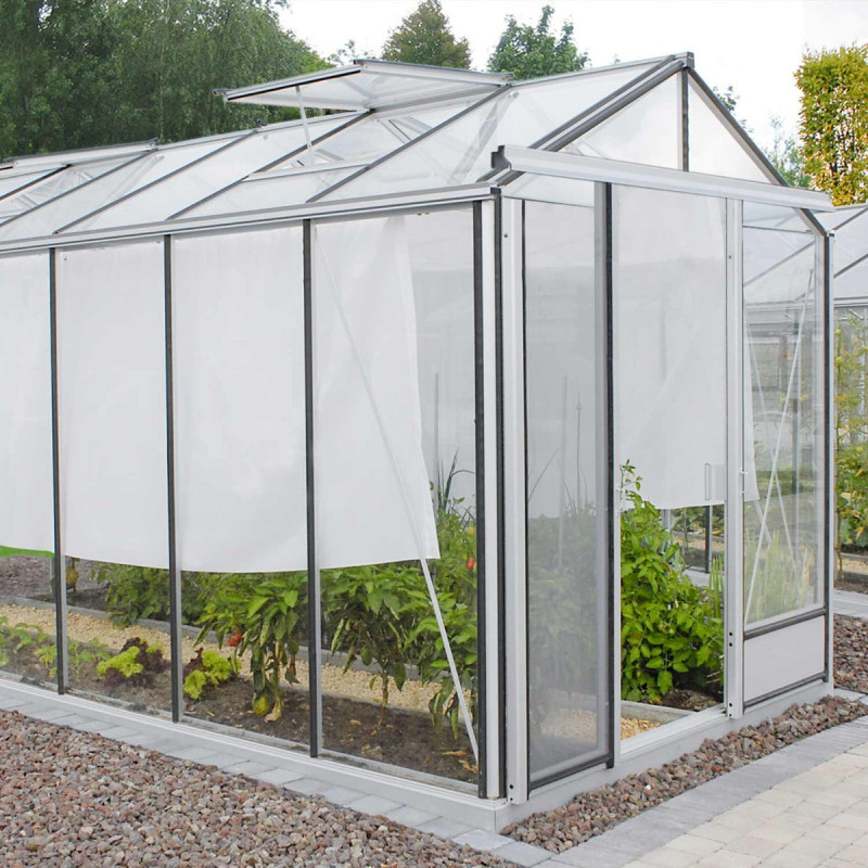 Serre de jardin ESSENTIA 14,30m² en aluminium naturel et verre trempé 4mm + embase incluse - Lams
