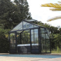 Serre de jardin LUXIA 4,9m² en aluminium laqué et verre trempé 4mm + embase incluse - Lams