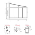 Serre adossée LUXIA 9,5m² H241cm en aluminium laqué et verre trempé 4mm + embase incluse - Lams