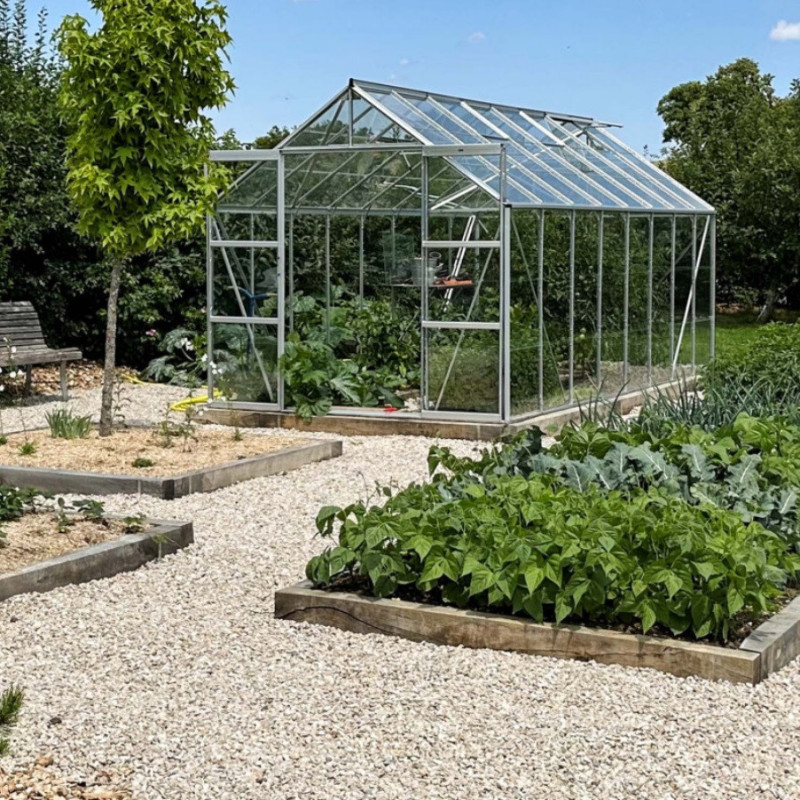 Serre Laurus Uranus 12,90m² en aluminium naturel et verre trempé 3mm + embase incluse - Natura Lams