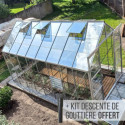 Serre Laurus Uranus 12,90m² en aluminium naturel et verre trempé 3mm + embase incluse - Natura Lams