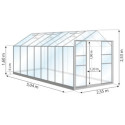 Serre Laurus Uranus 12,90m² en aluminium naturel et verre trempé 3mm + embase incluse - Natura Lams