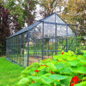 Serre Laurus Uranus 12,90m² en aluminium laqué vert et verre trempé 3mm + embase incluse - Natura Lams