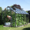 Serre Laurus Uranus 12,90m² en aluminium laqué gris et verre trempé 3mm + embase incluse - Natura Lams