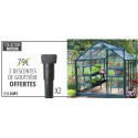 Serre Laurus Uranus 12,90m² en aluminium laqué gris et verre trempé 3mm + embase incluse - Natura Lams