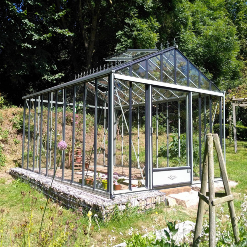 Serre de jardin LUXIA Rétro 18,70m² en aluminium laqué et verre trempé 4mm + embase incluse - Lams