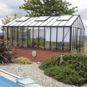 Serre de jardin LUXIA Rétro sur muret 11,80m² en aluminium laqué et verre trempé 4mm - Lams