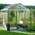 Serre adossée LUXIA 6m² H212cm en aluminium naturel et verre trempé 4mm + embase incluse - Lams