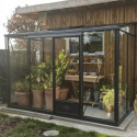 Serre adossée LUXIA 8,4m² H212cm en aluminium laqué et verre trempé 4mm + embase incluse - Lams