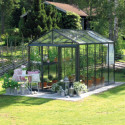 Serre adossée LUXIA 8,4m² H232cm en aluminium laqué et verre trempé 4mm + embase incluse - Lams