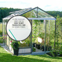 Serre adossée LUXIA 7,2m² H226cm en aluminium laqué et verre trempé 4mm + embase incluse - Lams