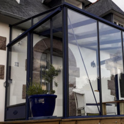 Serre adossée LUXIA 12,30m² H226cm en aluminium laqué et verre trempé 4mm + embase incluse - Lams