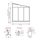 Serre adossée LUXIA 5,6m² H246cm en aluminium naturel et verre trempé 4mm + embase incluse - Lams
