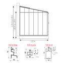 Serre adossée LUXIA 7,2m² H246cm en aluminium laqué et verre trempé 4mm + embase incluse - Lams