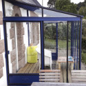 Serre adossée LUXIA 7,2m² H246cm en aluminium laqué et verre trempé 4mm + embase incluse - Lams