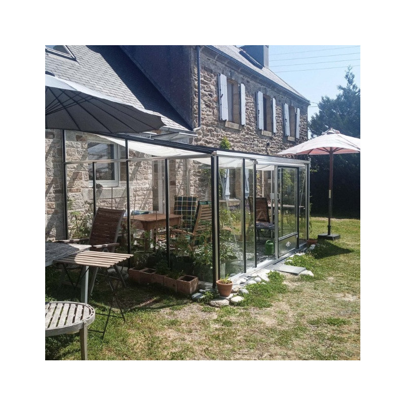 Serre de jardin LUXIA 14m² H246cm en aluminium naturel et verre trempé 4mm + embase incluse - Lams