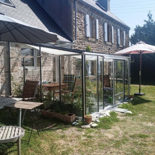 Serre adossée LUXIA 11,6m² H241cm en aluminium naturel et verre trempé 4mm + embase incluse - Lams