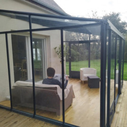 Serre adossée LUXIA 16,2m² H241cm en aluminium laqué et verre trempé 4mm + embase incluse - Lams