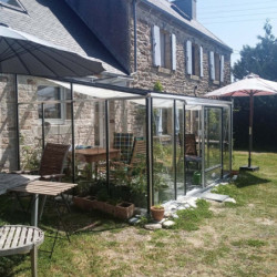 Serre adossée LUXIA 9,5m² H261cm en aluminium naturel et verre trempé 4mm + embase incluse - Lams
