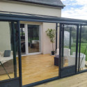Serre adossée LUXIA 11,6m² H261cm en aluminium laqué et verre trempé 4mm + embase incluse - Lams