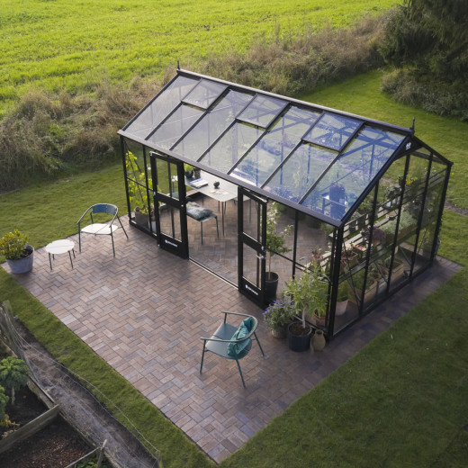 Serre anthracite Jubii 60 LE 15,1m² en aluminium et verre trempé 3mm - Juliana