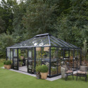 Serre de jardin Grand Oase 25,6m² en aluminium noir et verre trempé 3mm - Juliana