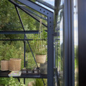 Serre de jardin Grand Oase 25,6m² en aluminium noir et verre trempé 3mm - Juliana