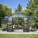 Serre de jardin Orangerie 21,5m² en aluminium noir et verre trempé 3mm - Juliana