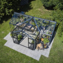 Serre de jardin Orangerie 21,5m² en aluminium noir et verre trempé 3mm - Juliana