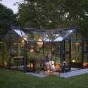 Serre de jardin Orangerie 21,5m² en aluminium noir et verre trempé 3mm - Juliana