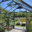 Serre de jardin Orangerie 21,5m² en aluminium noir et verre trempé 3mm - Juliana