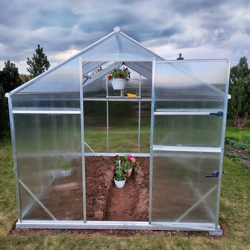 Serre de jardin 6,5m² en aluminium et polycarbonate 6mm Sanus L3 – Gampre