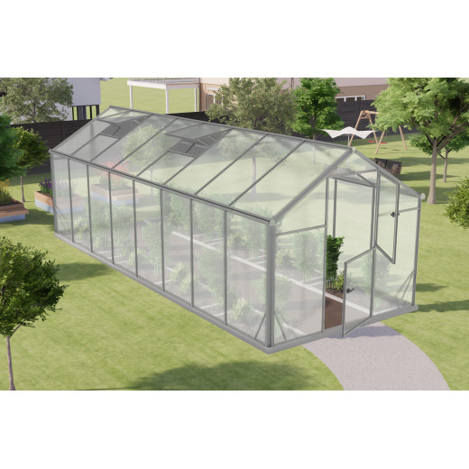 Serre de jardin 12,54m² en aluminium et polycarbonate 6mm Sanus L12 – Gampre