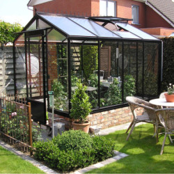 Serre de jardin R204H 6,91m² en aluminium noir et verre trempé BLACKLINE – ACD