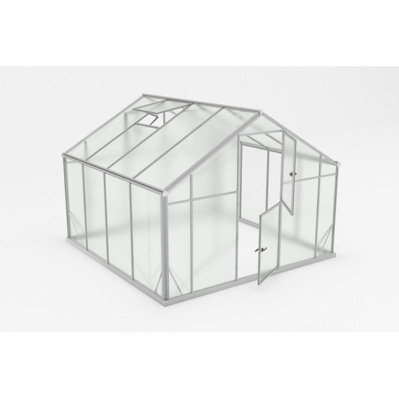 Serre de jardin 8,41m² en aluminium et polycarbonate 6mm Sanus XL9 – Gampre