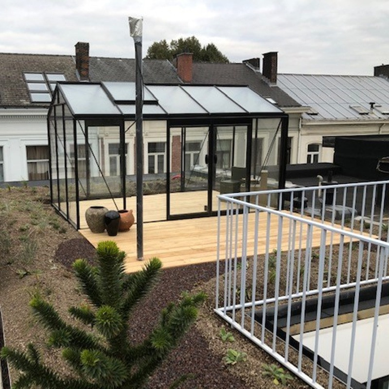 Serre de jardin R205H 8,61m² en aluminium noir et verre trempé BLACKLINE – ACD