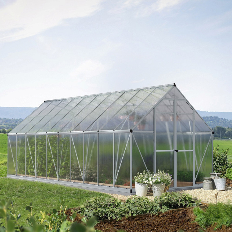 Serre de jardin en alu et polycarbonate 14,7m² Essence™ Silver – Canopia by Palram