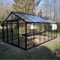 Serre de jardin R307H 15,88m² en aluminium noir et verre trempé BLACKLINE – ACD
