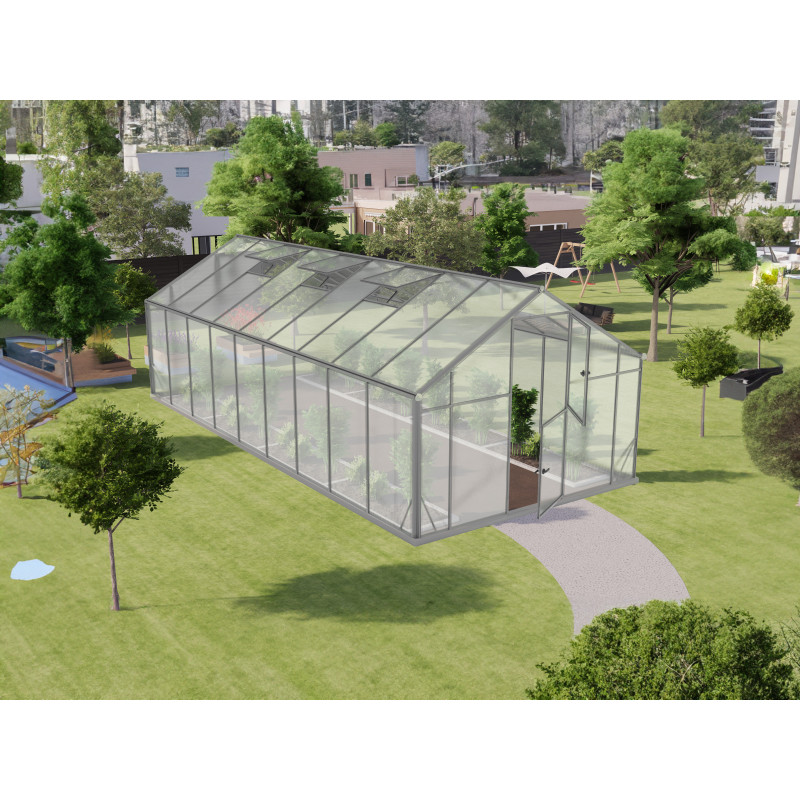 Serre de jardin 18,6m² en aluminium et polycarbonate 6mm Sanus UP! XL18 – Gampre