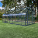 Serre de jardin Comtesse 16,32m² en aluminium anthracite et verre trempé 4mm - Green Protect