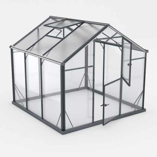 Serre de jardin Hybrid 4,84m² en verre trempé et polycarbonate Sanus L5 - Gampre