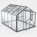 Serre de jardin Hybrid 6,5m² en verre trempé et polycarbonate Sanus L7 - Gampre