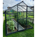 Serre de jardin Hybrid 9,8m² en verre trempé et polycarbonate Sanus L10 - Gampre